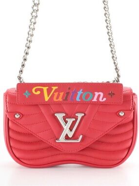 Louis Vuitton New Wave Chain Link Two-Way Bag in Red Quilted Calfskin Leather
